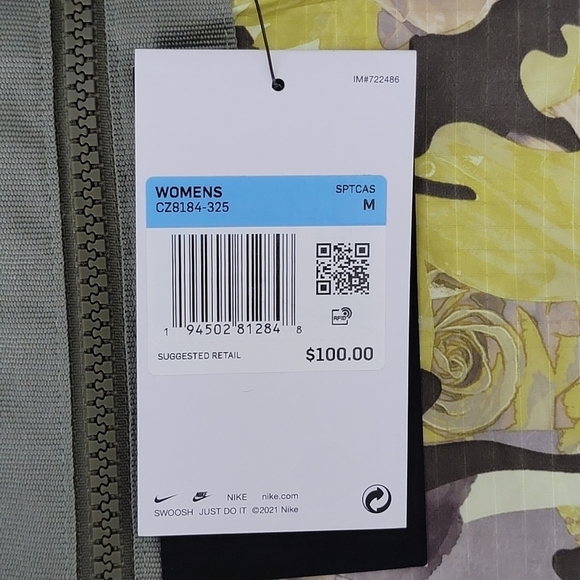 Nike Women's Crop Top Jacket Size Med Camo Khaki F/Z Lightweight Oversized Fit - Picture 5 of 9